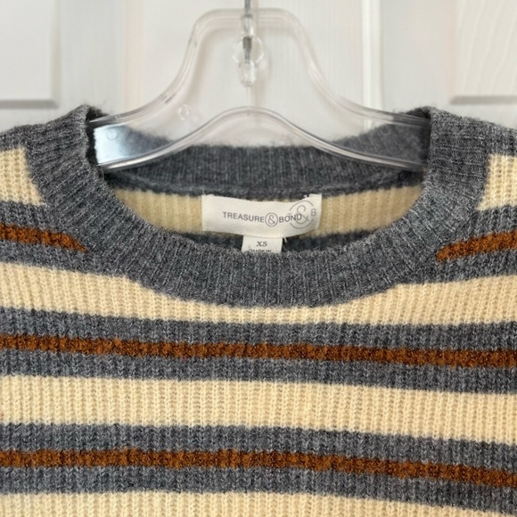 NWT Treasure & Bond Stripe Crewneck Sweater Multi Colour XS - Picture 6 of 15